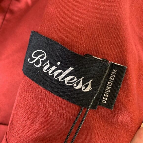 Bridess Velvet Satin Gown Size 6 Long Formal Wedding Bride Dress Slit Pockets - Picture 10 of 12